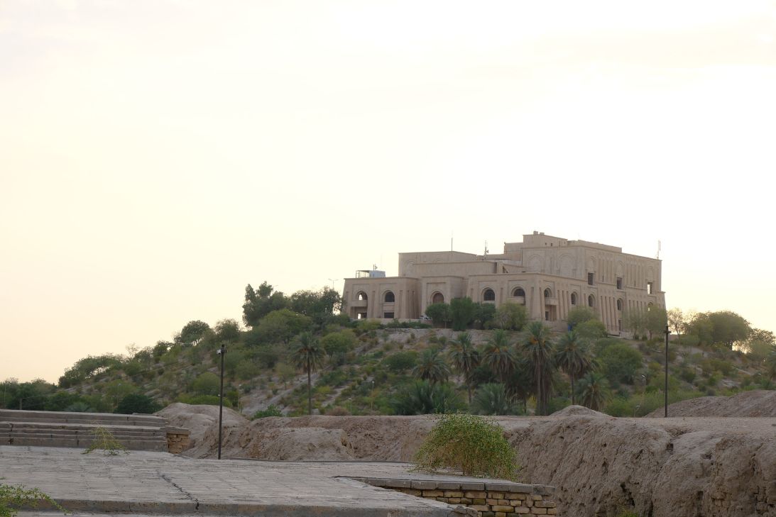 Overlooking the abandoned palace of Saddam Hussein, the location of Babylon.