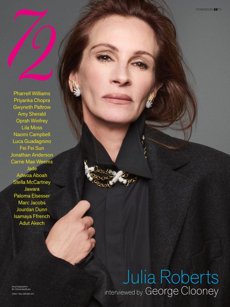 Julia Roberts, styled by Elizabeth Stewart and photographed by Craig McDean, fronts the cover of 72 magazine.