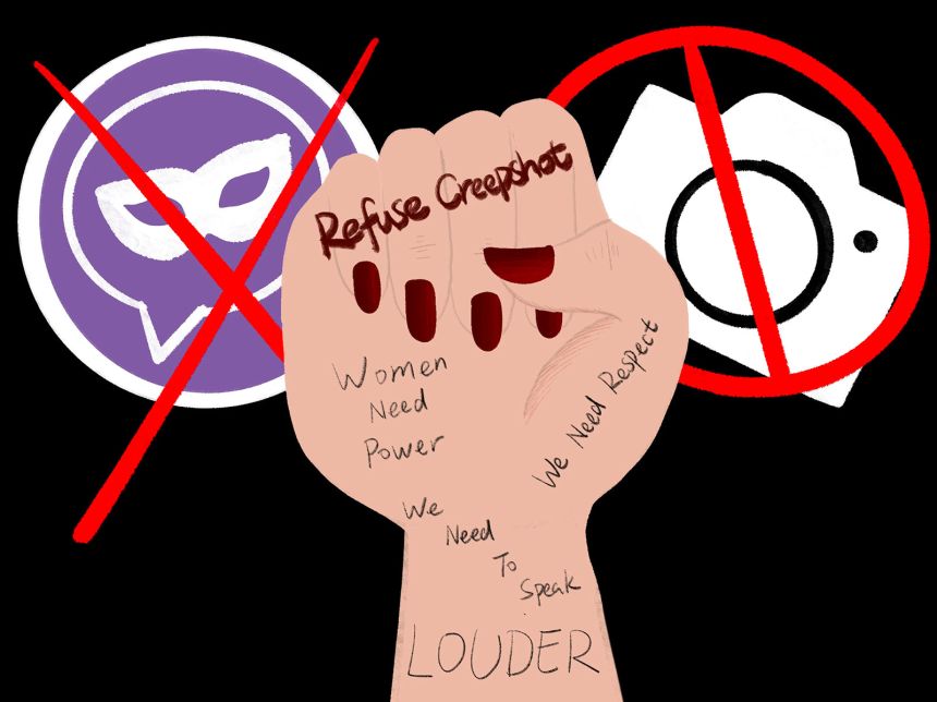 A hand-drawn poster created by a campaigner calling for greater awareness and action against the voyeur rooms, like “Mask Park Treehole Forum,” and covert filming.