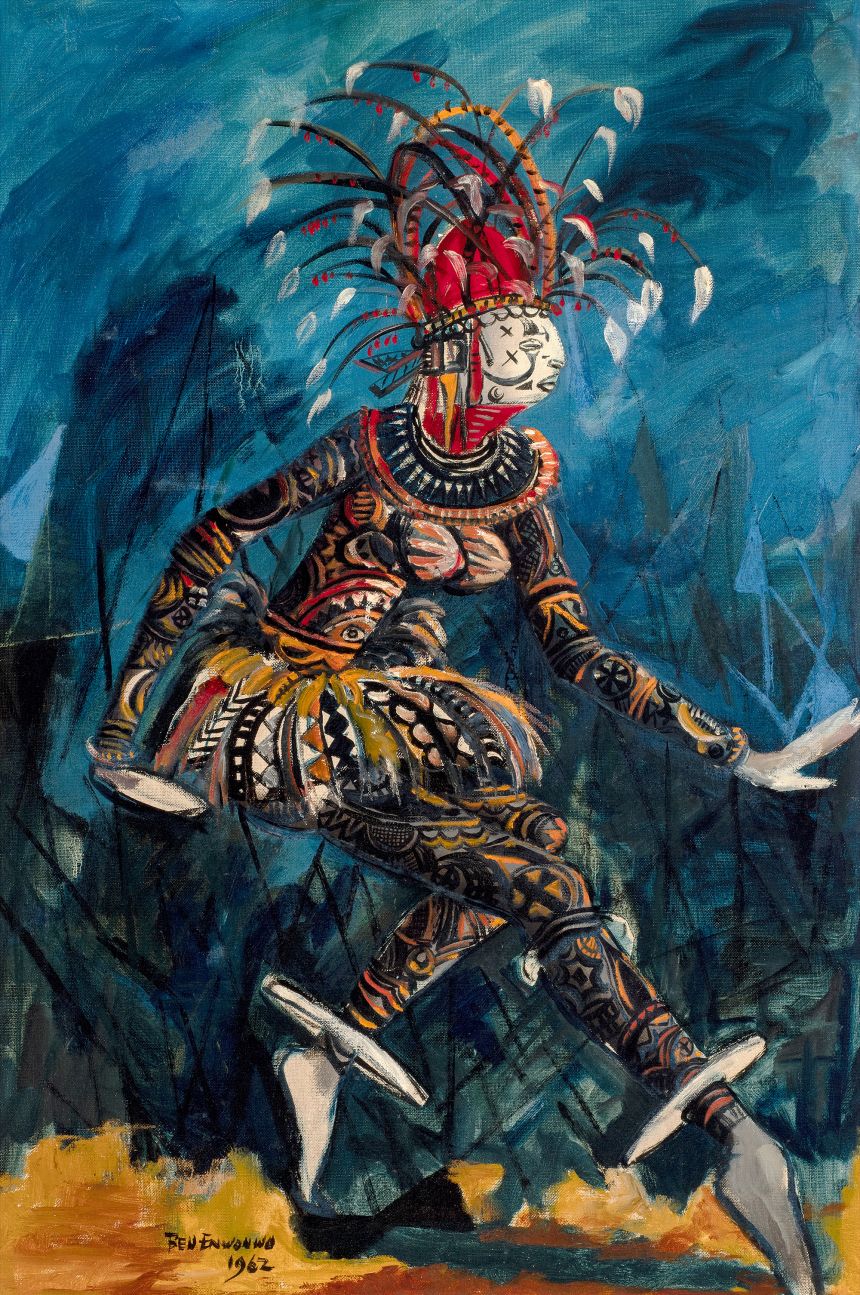 Enwonwu's artworks often combine his Igbo ethnic identity and heritage with his classical art training.