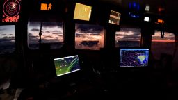 Dawn breaks over the Atlantic Ocean.