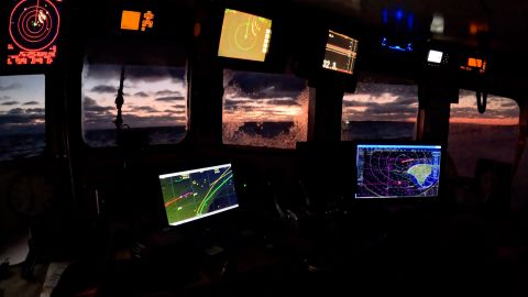 Dawn breaks over the Atlantic Ocean.