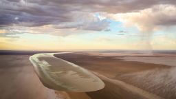 A photo of the Kalamurina Wildlife Sanctuary taken in 2018 shows floodwaters from north-west Queensland flowing into the area, traveling more than 600 miles over two months. A similar event is happening now, on a much bigger scale, and may not take its full effect until October.