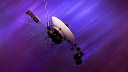 NASA’s twin Voyager spacecraft, launched in 1977, are now traveling through interstellar space at around 35,000 mph (56,000 kph). This artist’s concept depicts one of the probes speeding away.<br />`