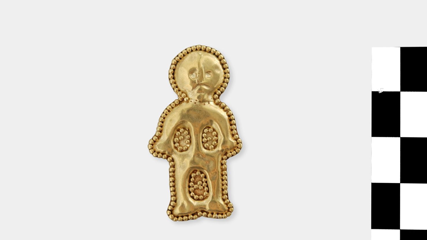 A metal detector helped to find this gold figurine in an Avar cemetery in Hungary.