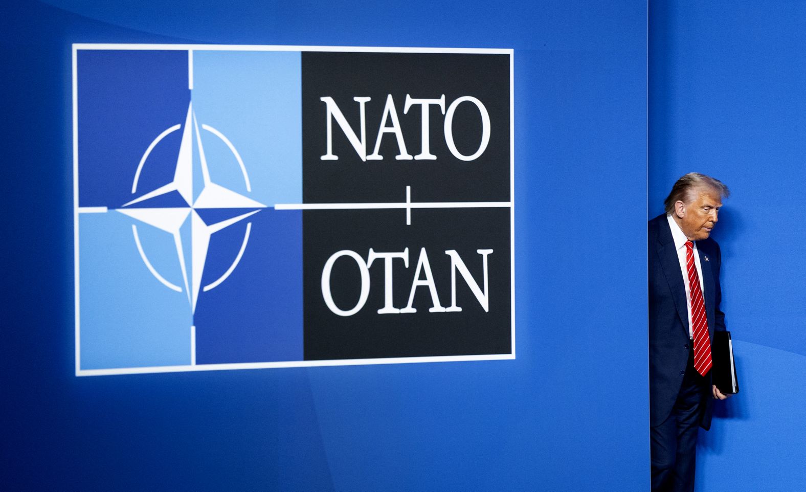 US President Donald Trump attends a news conference during the NATO summit in the Netherlands on Wednesday, June 25. NATO leaders delivered Trump a major win by <a href="index.php?page=&url=https%3A%2F%2Fwww.cnn.com%2F2025%2F06%2F25%2Fpolitics%2Fnato-meeting-trump-defense-spending">boosting their defense spending targets</a>.