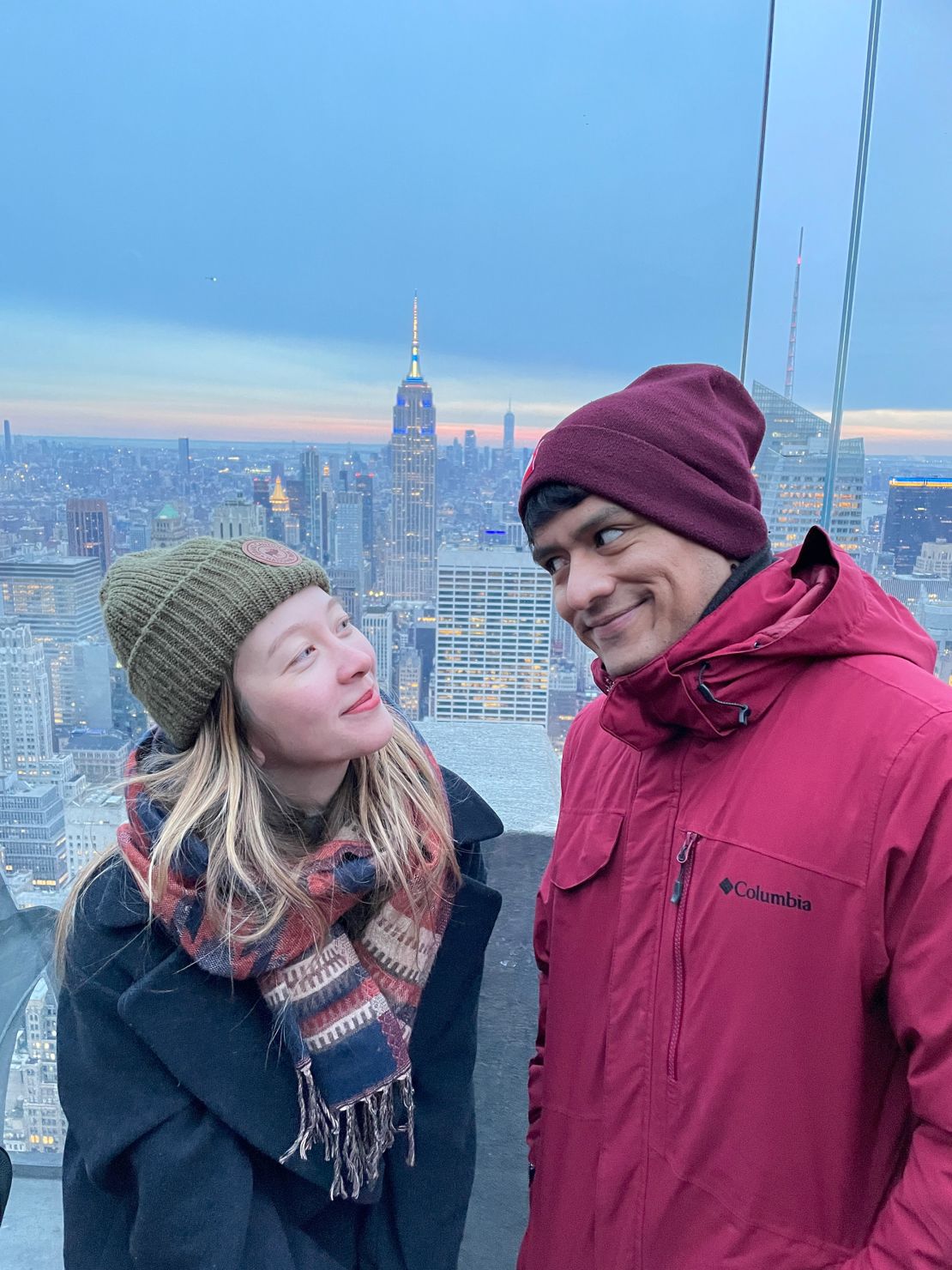 Laura and Manny on a visit to New York City together, on top of the Rockefeller Center.