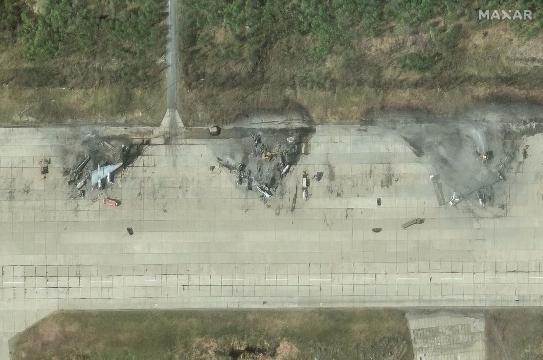 Satellite imagery captured June 4 shows the remains of three strategic bombers at Russia's Olenya airbase in Murmansk Oblast.