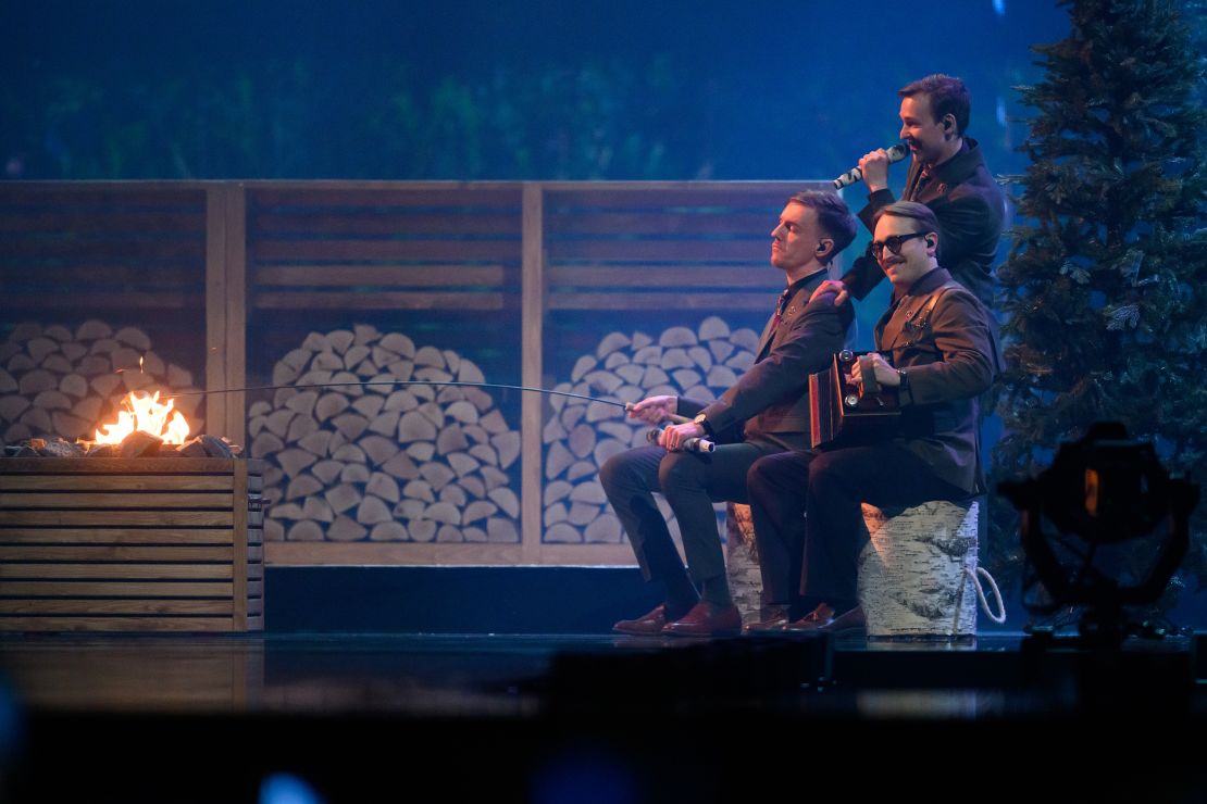 KAJ's song, set and message all seem to revolve around the sauna. It's a gag lifted from Käärijä, Finland's fan favorite 2023 contestant, who had a sauna driven to Liverpool, England for the final.