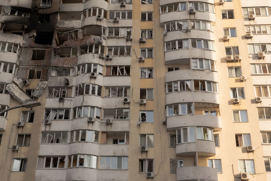 A residential building damaged during a Russian air strike in Kyiv on June 6, as Russia carried out a barrage of overnight drone strikes across Ukraine.