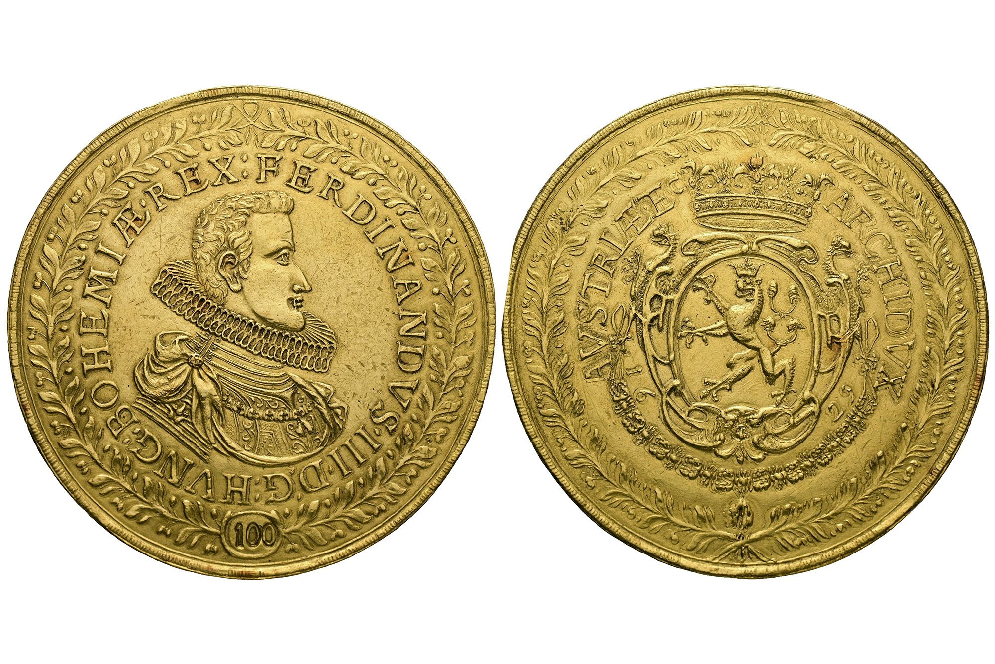 Among the items going under the hammer is a 100 ducat gold coin of Ferdinand III of Habsburg, which was minted in 1629.