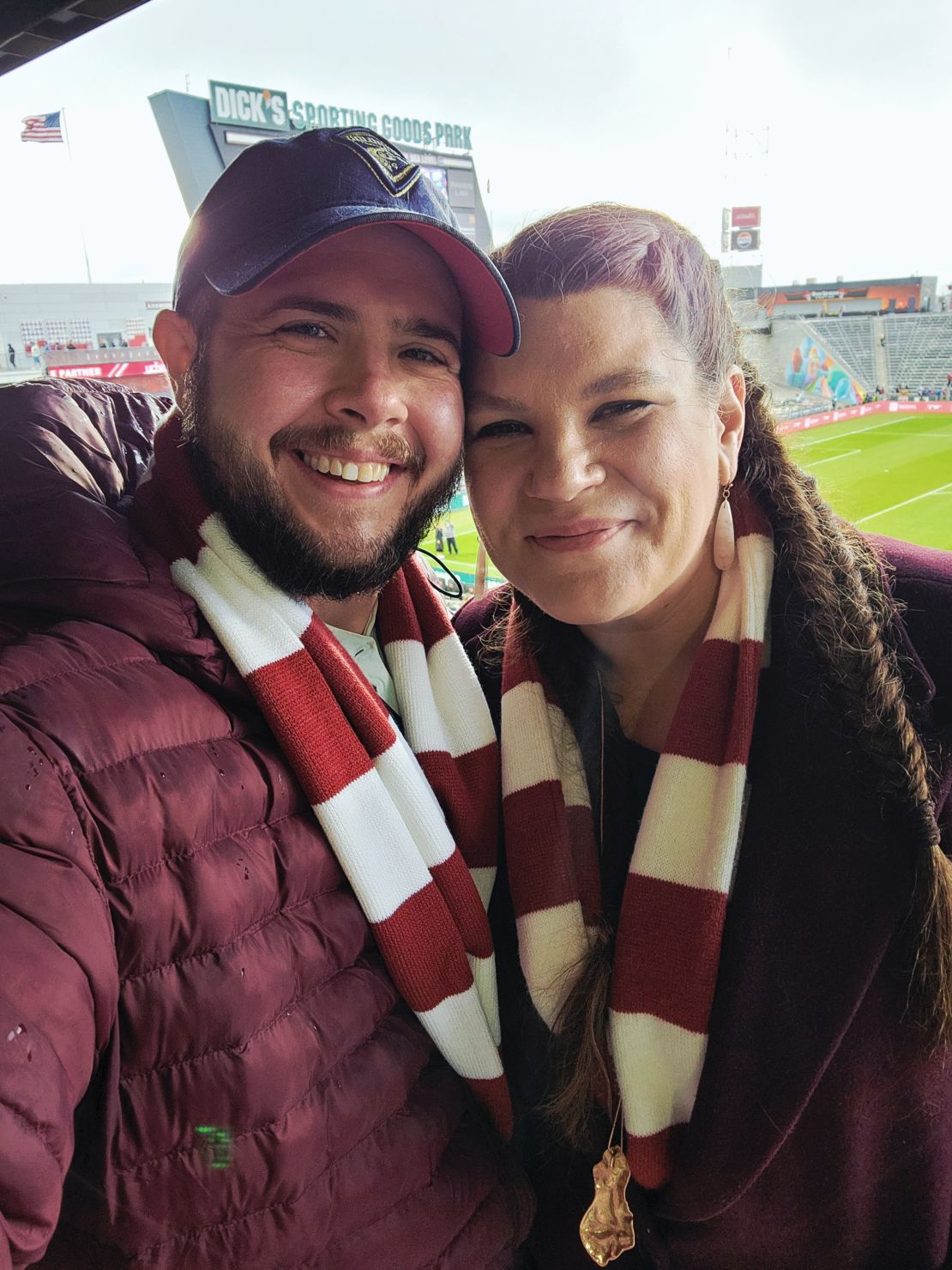 Liam Taylor and his wife, Laura, attend a Colorado Rapids soccer match. They are both season-ticket holders. Taylor says that as a trans man, he has found a supportive community in the Rapids fanbase.