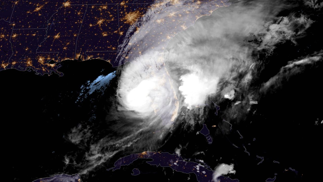 A NOAA satellite captures Hurricane Milton on Wednesday night.