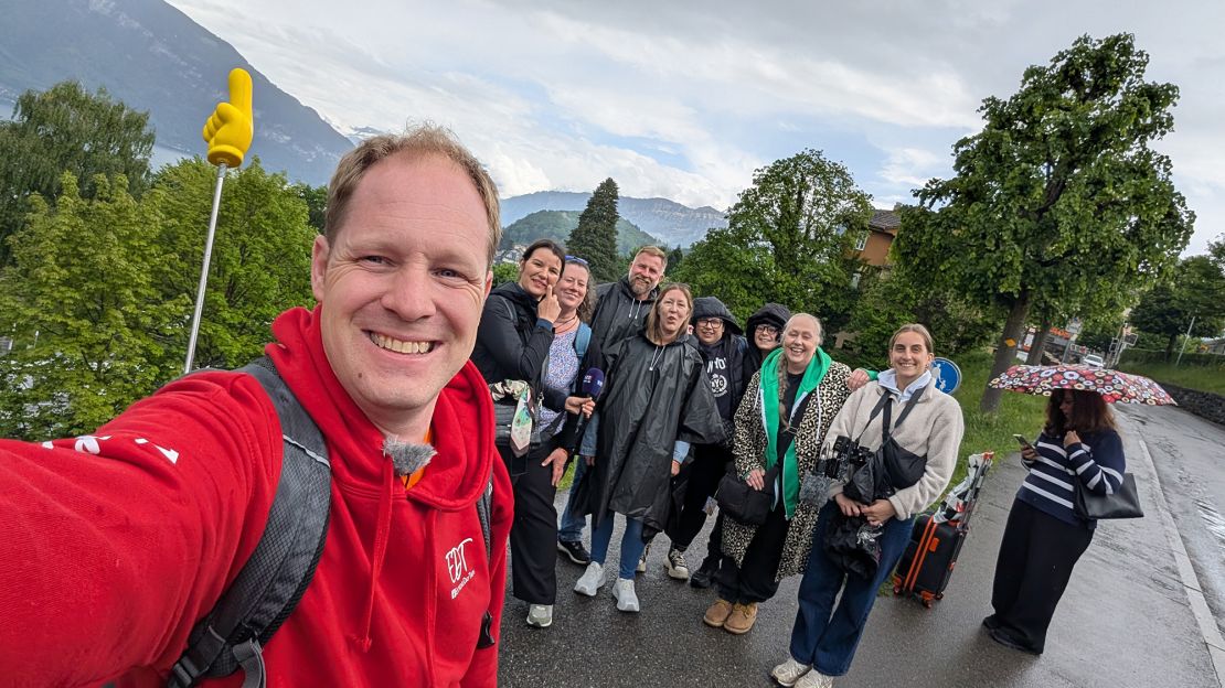 Michael Cracknell, left, organized a trip with members of his Extreme Day Trips group to Switzerland.