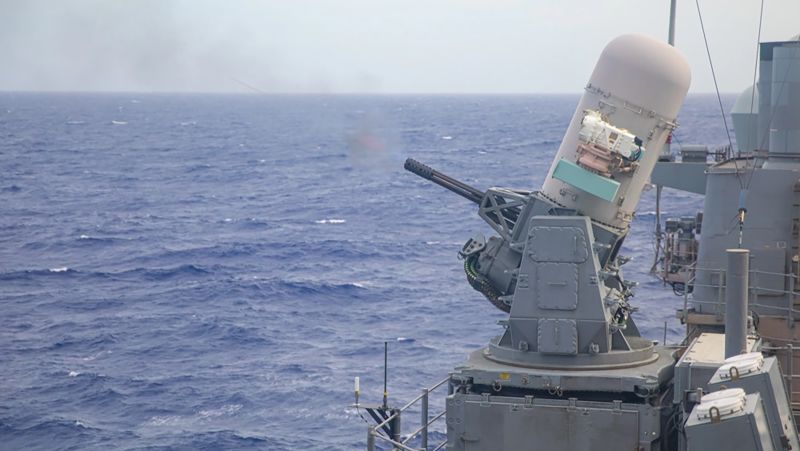 Phalanx CIWS deployed on a Houthi missile just seconds from 