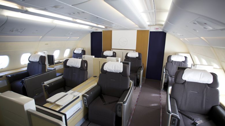 A photo of the first class cabin on Lufthansa's Airbus A380 aircraft