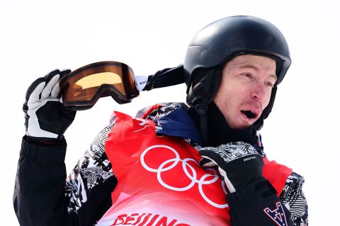 American snowboarder Shaun White reacts after finishing his second run on the halfpipe on February 9. He had fallen on his first run, and he needed the second run to qualify for the event final. This is the fifth and final Olympics for White, who won halfpipe gold in 2006, 2010 and 2018.