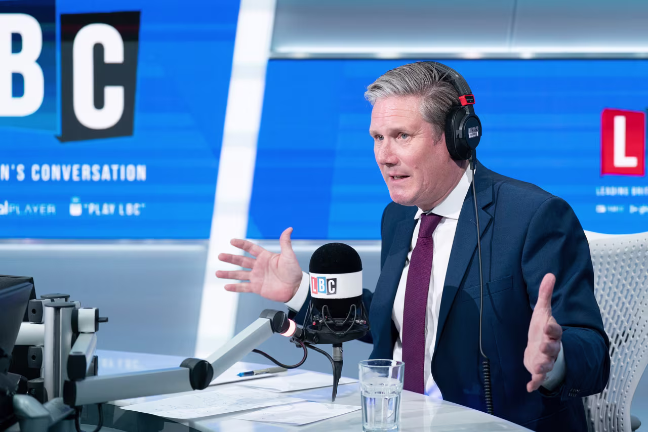 Labour Party leader Sir Keir Starmer takes part in Call Keir, his regular phone-in on LBC's Nick Ferrari at Breakfast show at the Global Studios, London, on June 6.