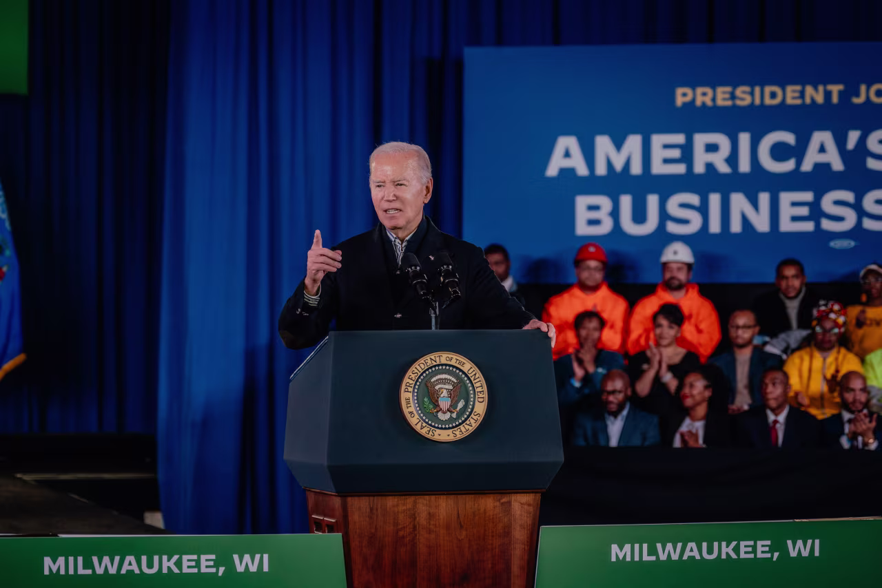 US President Joe Biden speaks at an economic event at the Wisconsin Black Chamber of Commerce in Milwaukee, Wisconsin, on December 20.