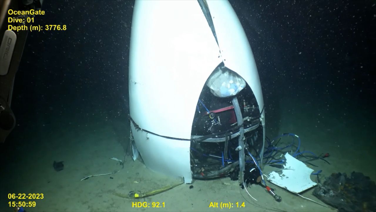 Wreckage of the Oceangate Titan submersible.