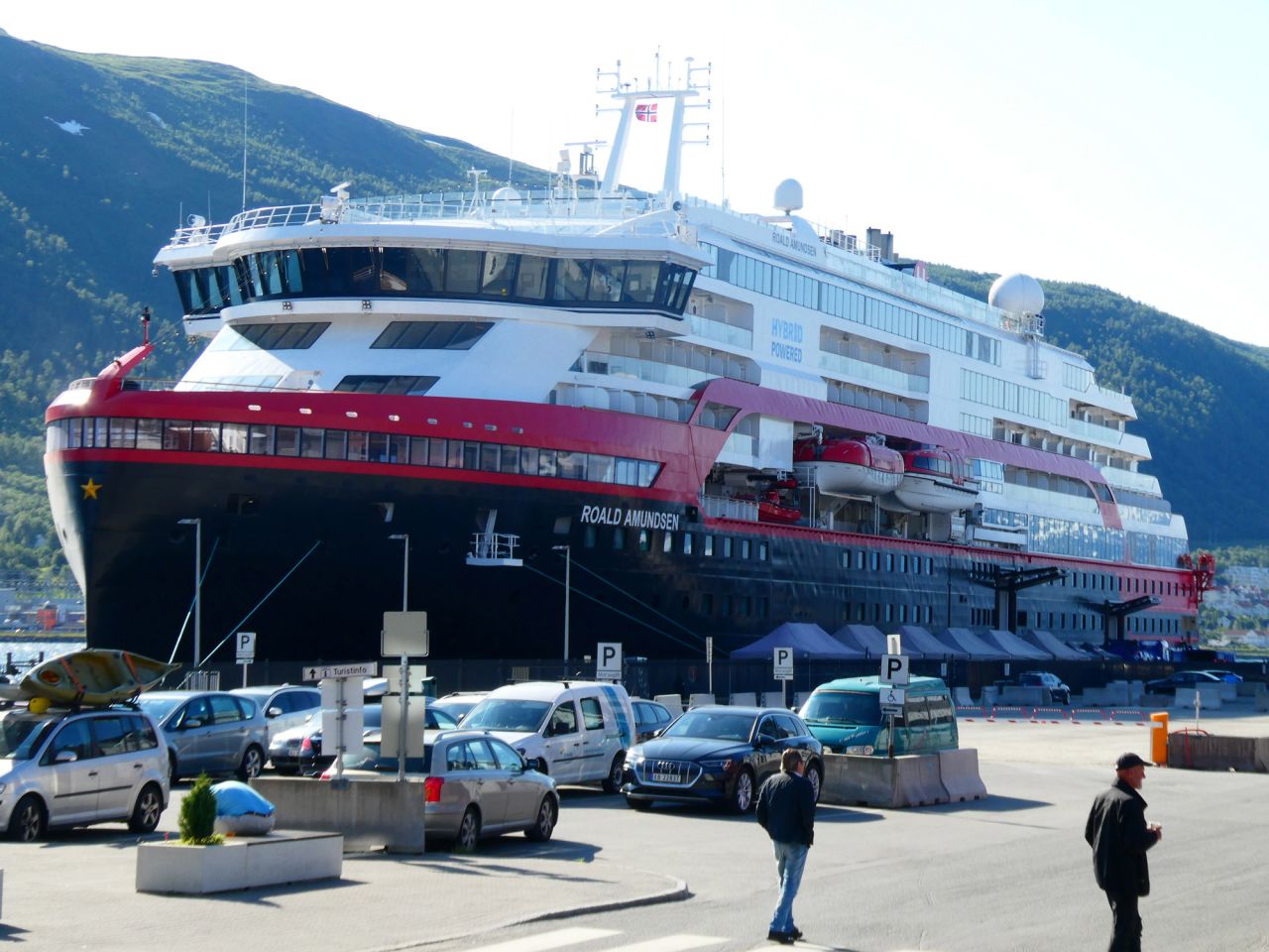 The MS Roald Amundsen is docked in Tromsö, Norway, on July 31.