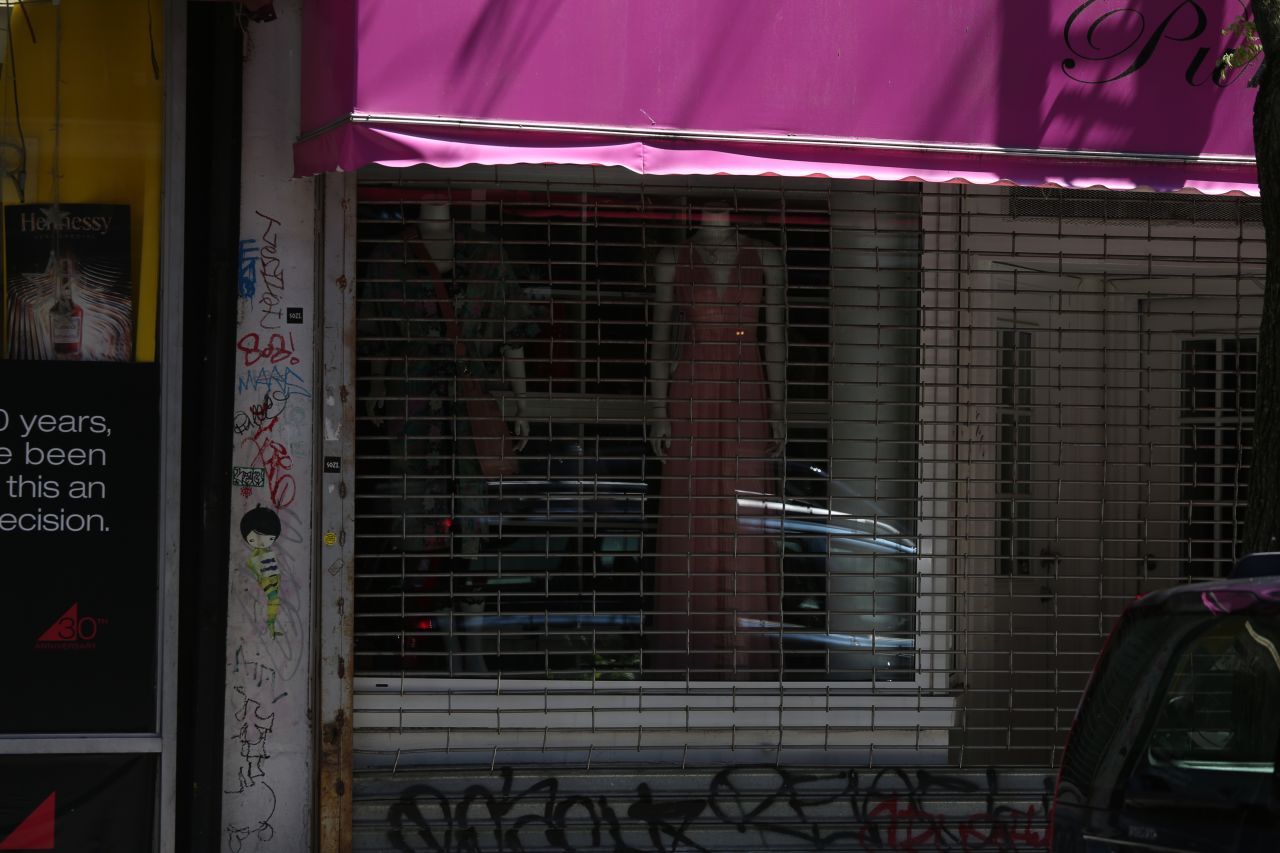 A clothing store remains closed in New York on May 12.