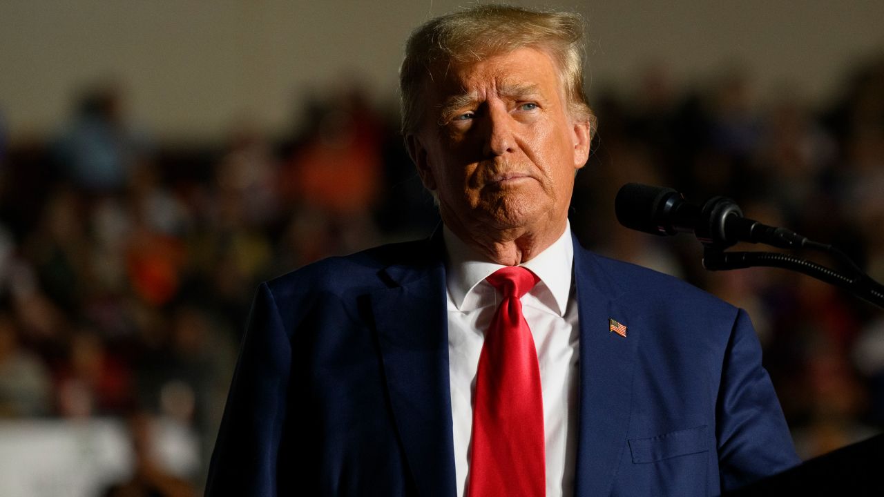 Former President Donald Trump speaks to supporters during a campaign rally in Erie, Pennsylvania, on July 29.