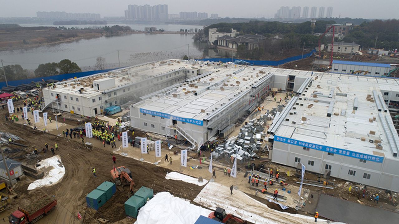 The Huo Shen Shan hospital, built in 10 days for new coronavirus pneumonia patients, seen on Febrary 2, in Wuhan, Hubei,China. 