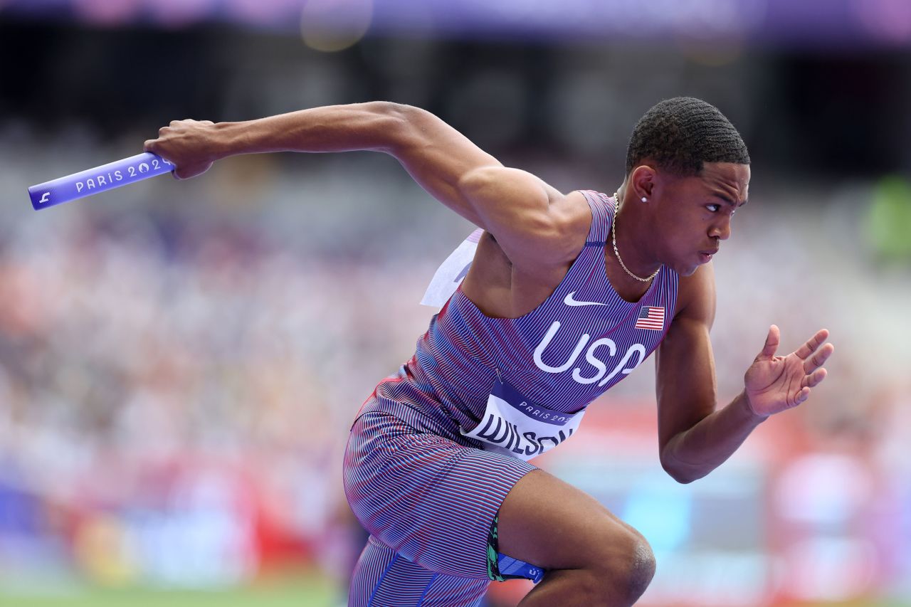 Quincy Wilson of Team USA competes in the men's 4x400-meter relay on August 9. 