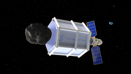 California-based TransAstra is testing an inflatable “Capture Bag”that comes in different sizes and is intended to catch asteroids for mining, as shown in this artist’s concept.