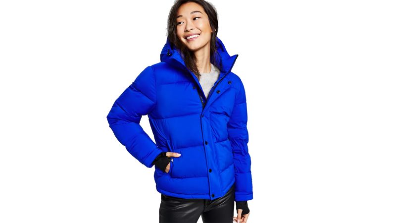 Bcbg long eco discount duvet hooded puffer coat