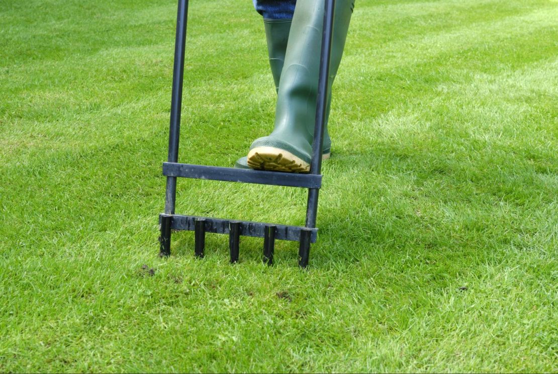 Aerating a lawn