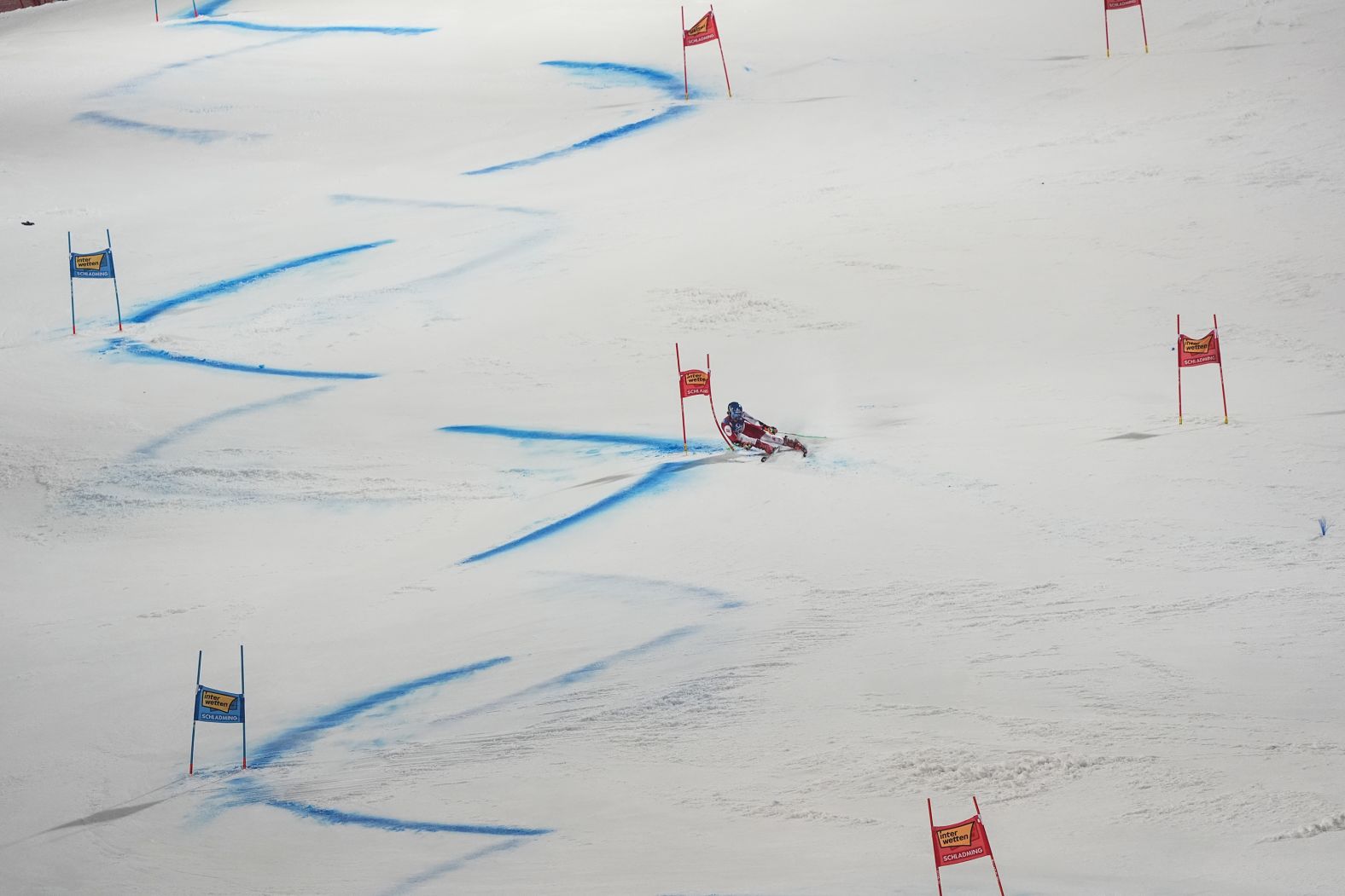 Austrian skier Marco Schwarz competes in a World Cup giant slalom event in Schladming, Austria, on Tuesday, January 28.