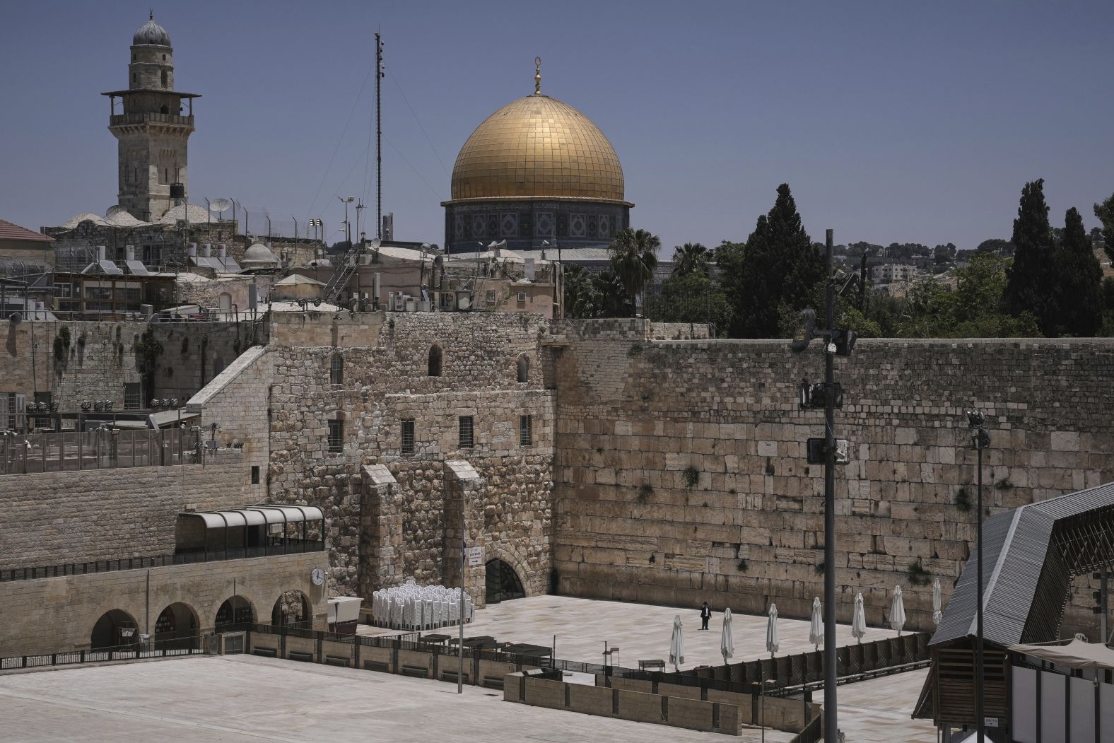 The Western Wall in Jerusalem stands nearly empty Friday as Israel's Home Front Command banned public gatherings.