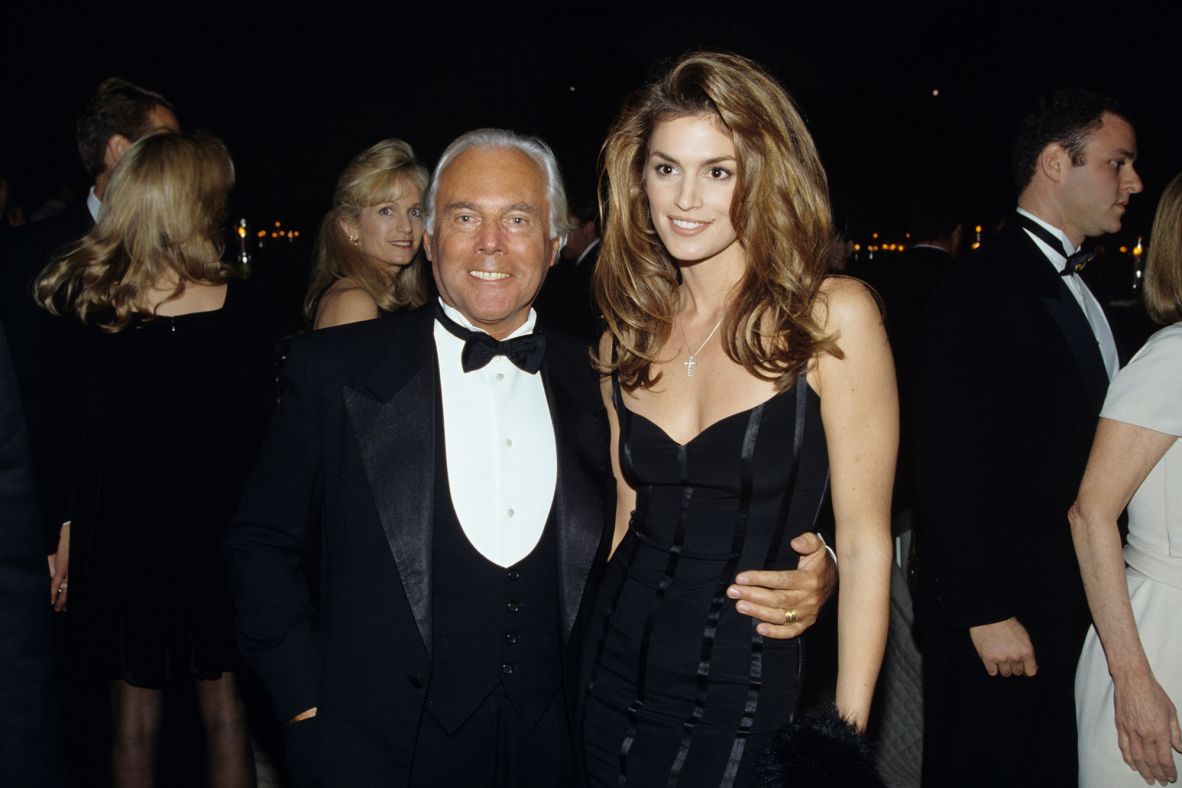 Armani with Cindy Crawford at the Fire & Ice Ball.