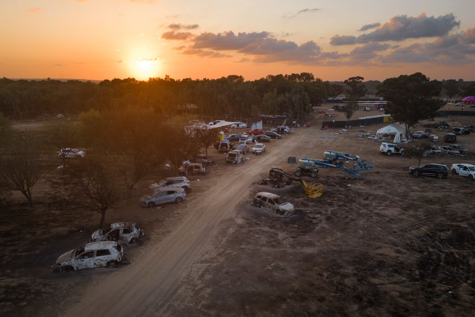 This photo, taken on October 11, shows the music festival camp in Israel that was overrun by Hamas militants on October 7.