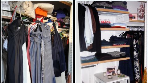 Pam Swidler's closet, before (left) and after a cleanse with author Jill Martin on "The Today Show.."
