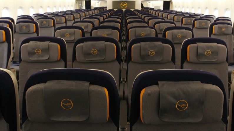 Like many other airlines, Lufthansa's Airbus A380 economy-class formation has 10 seats per row. The plane's manufacturer says that next week it will unveil a more neighborly 11-seat-row economy-class configuration.