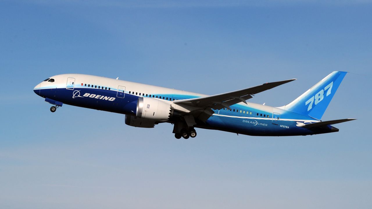 A 787 Dreamliner passenger jet is tested above the Boeing factory at Paine Field in Everett, Washington state on March 20, 2011.