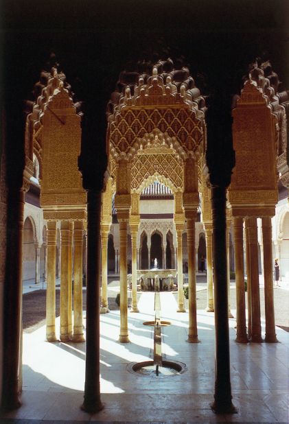Alhmabra (meaning "red one") is a huge palace complex decorated with intricate Moorish architectural flourishes. 