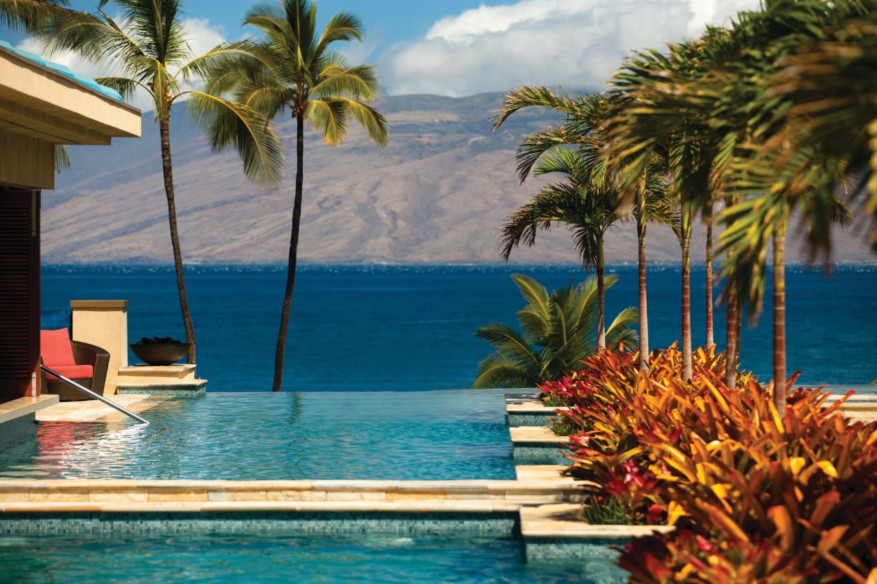 The $9 million infinity-edge pool at the Four Seasons Resort Maui seems to roll out into Wailea Bay 53 feet below. See more photos on <a href="http://www.budgettravel.com/slideshow/photos-worlds-most-amazing-hotel-pools,6271/" target="_blank" target="_blank">BudgetTravel.com</a>.