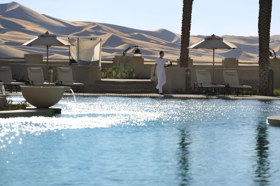 The Qasr Al Sarab resort materializes in the middle of the tall, curling dunes of the Liwa Desert in Abu Dhabi. See more photos on <a href="http://www.budgettravel.com/slideshow/photos-worlds-most-amazing-hotel-pools,6271/" target="_blank" target="_blank">BudgetTravel.com</a>.
