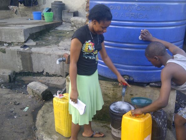 Due to the prevalence of waterborne disease in Lagos, most people rely on private boreholes (pictured) -- underground wells that pump fresh water to the surface.  