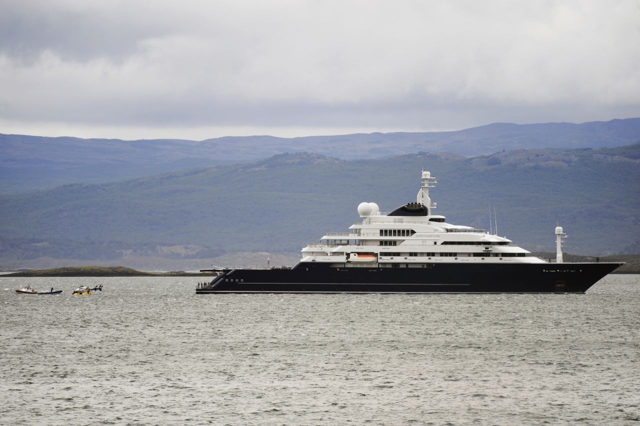 Microsoft co-founder Paul Allen's 126-meter gigayacht Octopus, pictured at Ushuaia Bay, southern Argentina.