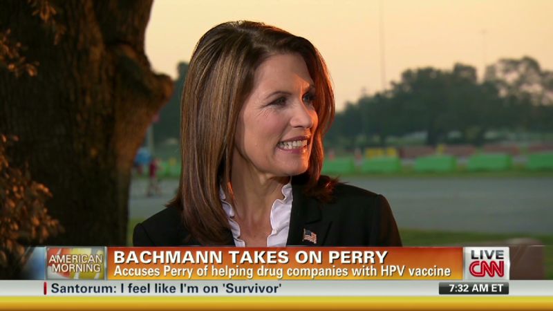 Michele Bachmann takes on Perry over HPV