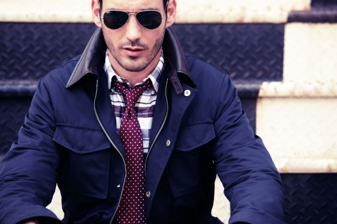Park and Bond, Gilt Groupe's online men's store, offers a mix of the classic and contemporary look. Featured here, glasses by Ray Ban, jacket by Ian Velardi, shirt by Thom Browne and tie by Salvatore Ferragamo.