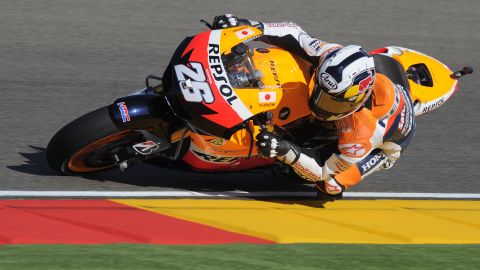 Spain's Dani Pedrosa set the fastest time at a shortened practice session at the Aragon circuit.