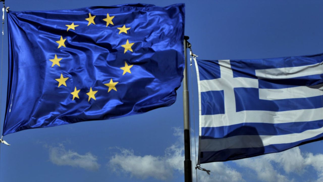 Greece EU flags