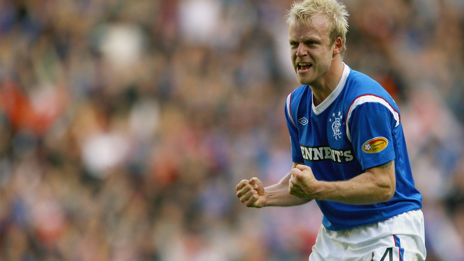 Two-goal Steven Naismith celebrates as Rangers beat Celtic 4-2 in the Old Firm Derby  