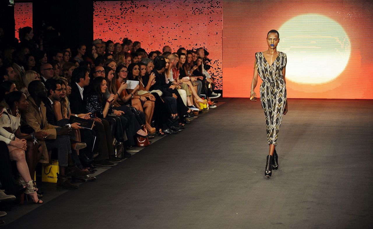 A model walks down the catwalk during the launch of the House Of Dereon collection.